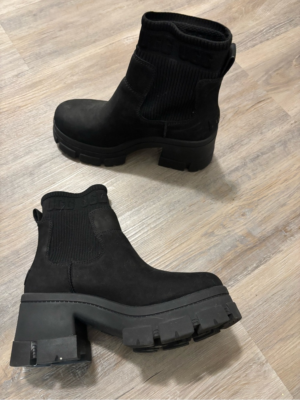 UGG Black Chunky Lug Sole Chelsea Booties